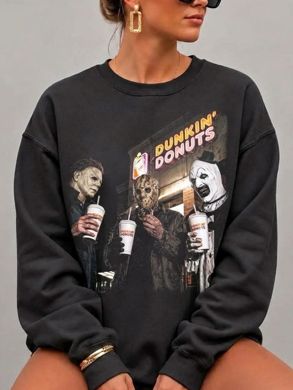 Graphic Crewneck Sweatshirt - Black